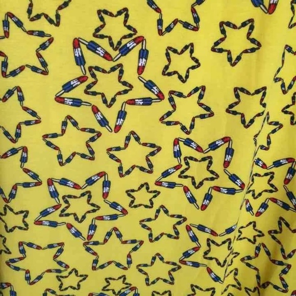 Yellow Bomb Pop Stars Lularoe Irma Shirt Tunic MED New - Picture 4 of 6